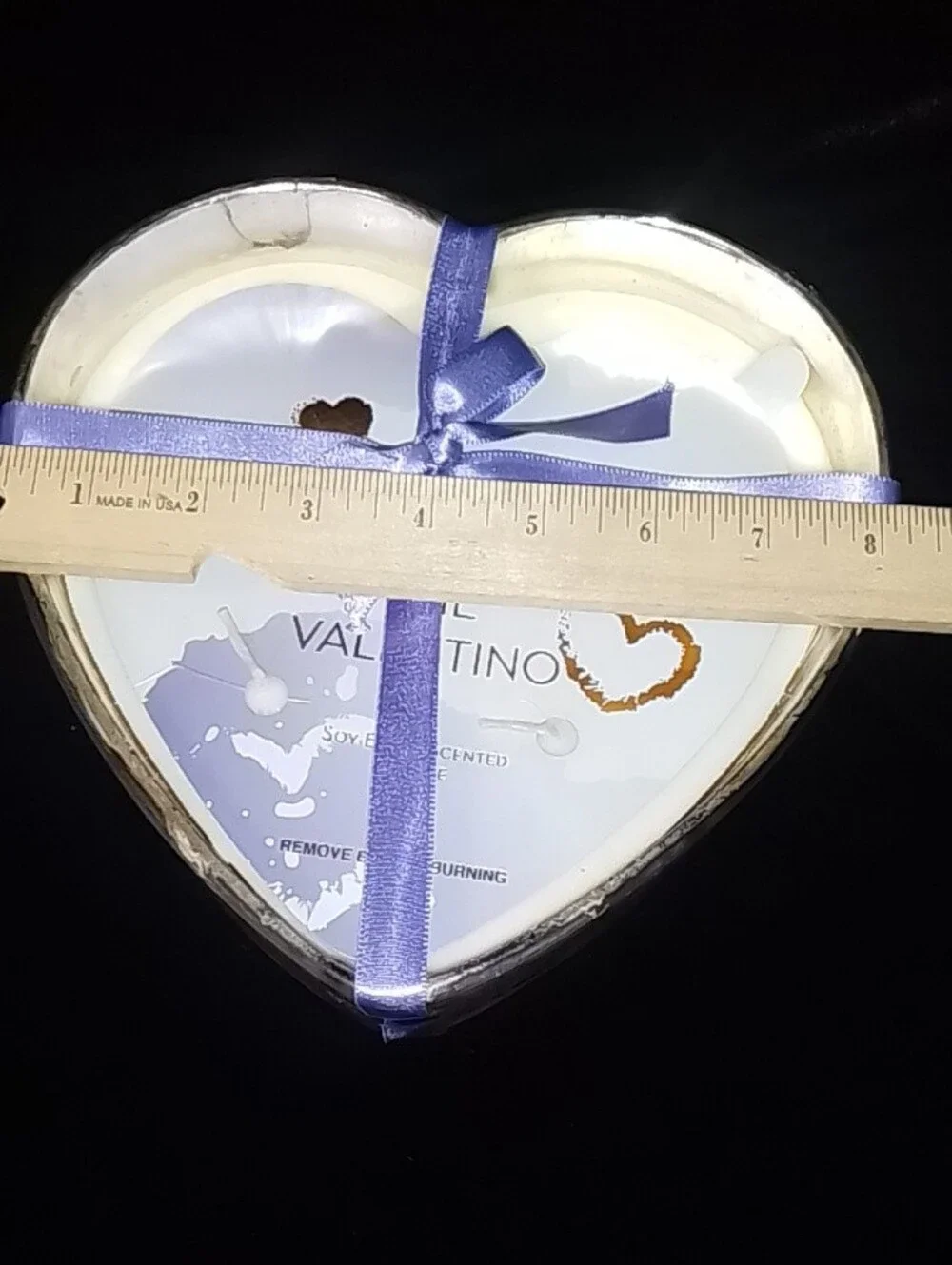 Heart-Shaped Lavender Purple Soy Candle with Ribbon